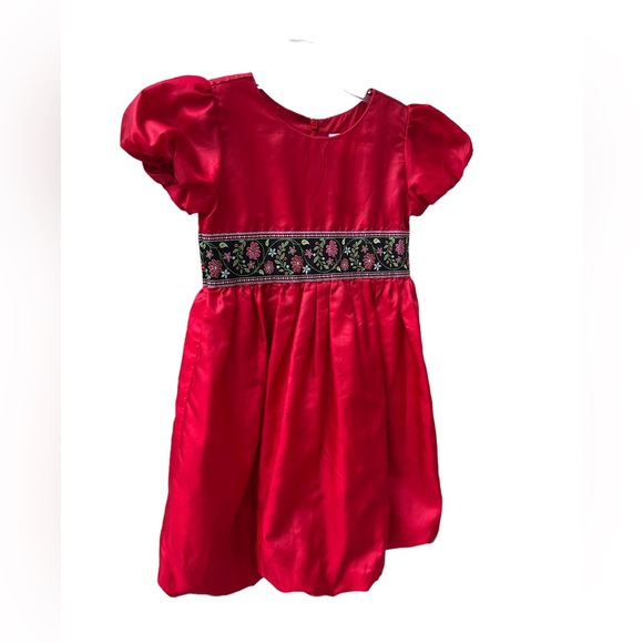 Hanna Andersson 110 Sz 5 Red Bubble Dress Nordic Ribbon Holiday - Picture 3 of 8